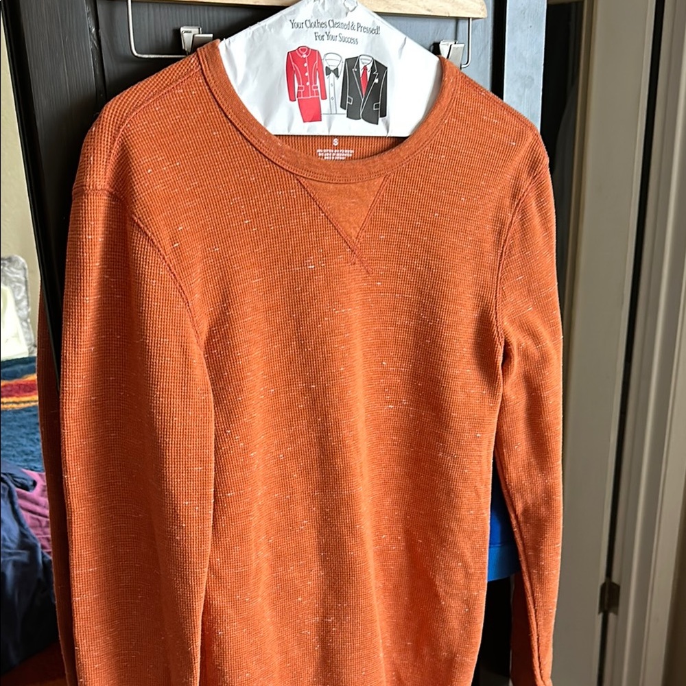 Sonoma Orange Crewneck Sweater Lightweight Knit
